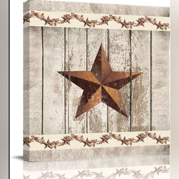 Western Texas Star Canvas Wall Art - Picture 1 of 2